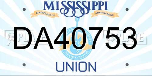 DA40753 Mississippi License Plate