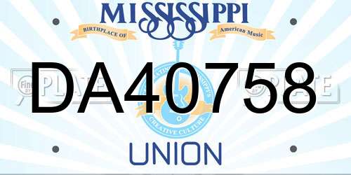 DA40758 Mississippi License Plate