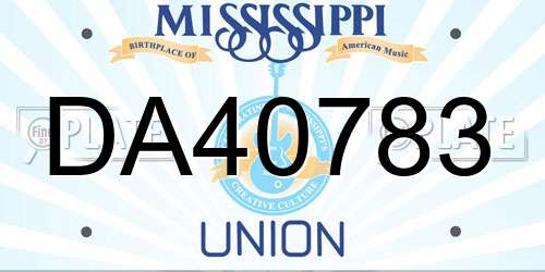 DA40783 Mississippi License Plate