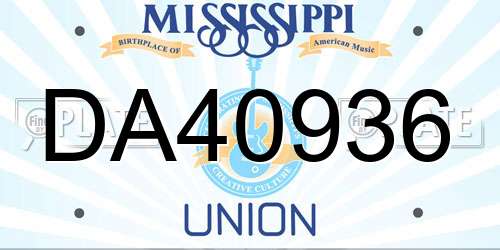 DA40936 Mississippi License Plate