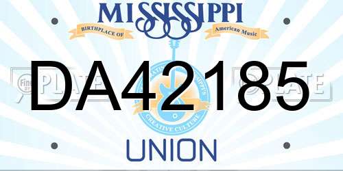DA42185 Mississippi License Plate