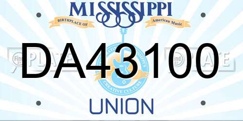 DA43100 Mississippi License Plate