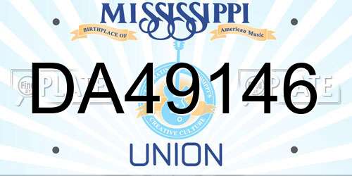 DA49146 Mississippi License Plate