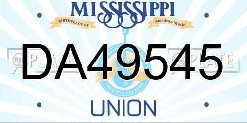 DA49545 Mississippi License Plate