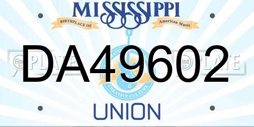 DA49602 Mississippi License Plate