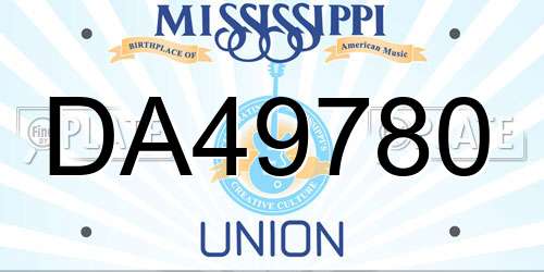 DA49780 Mississippi License Plate
