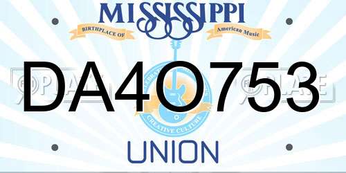 DA4O753 Mississippi License Plate