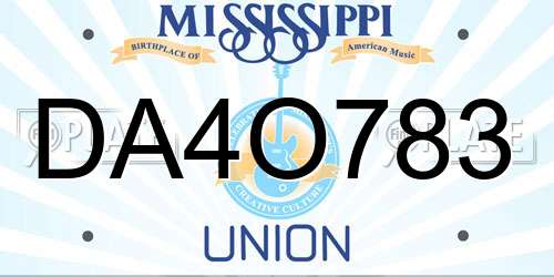 DA4O783 Mississippi License Plate