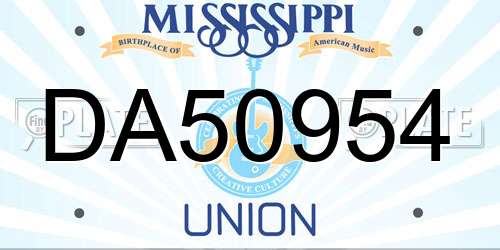DA50954 Mississippi License Plate