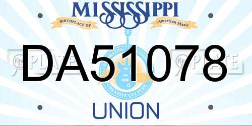 DA51078 Mississippi License Plate