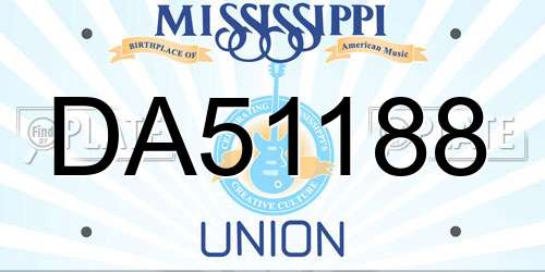 DA51188 Mississippi License Plate
