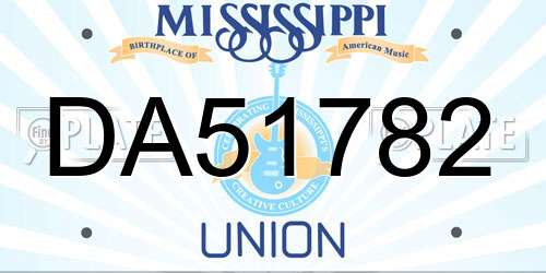 DA51782 Mississippi License Plate