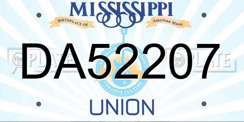 DA52207 Mississippi License Plate