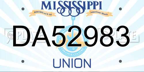 DA52983 Mississippi License Plate