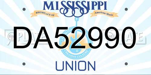 DA52990 Mississippi License Plate