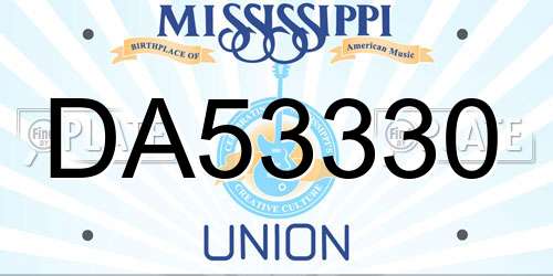 DA53330 Mississippi License Plate