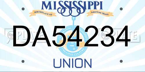 DA54234 Mississippi License Plate