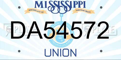 DA54572 Mississippi License Plate