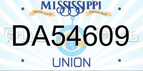 DA54609 Mississippi License Plate