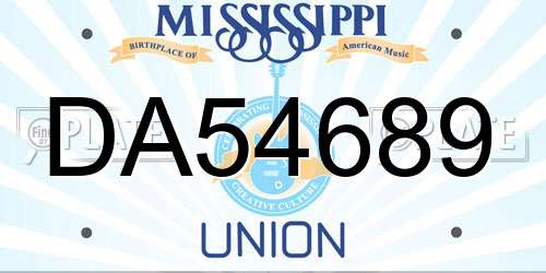 DA54689 Mississippi License Plate