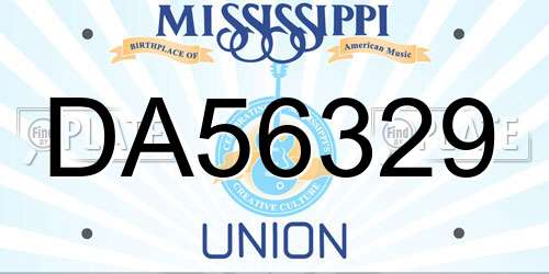 DA56329 Mississippi License Plate
