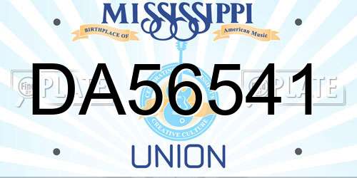 DA56541 Mississippi License Plate