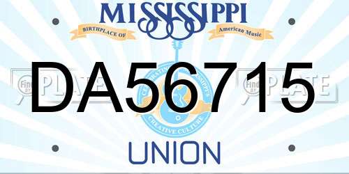 DA56715 Mississippi License Plate