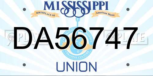DA56747 Mississippi License Plate