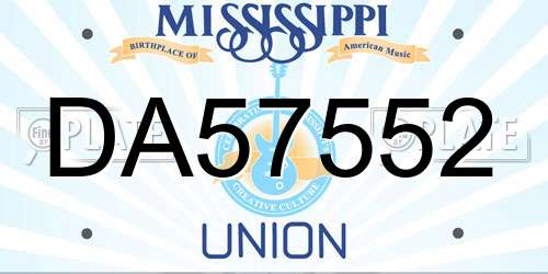 DA57552 Mississippi License Plate