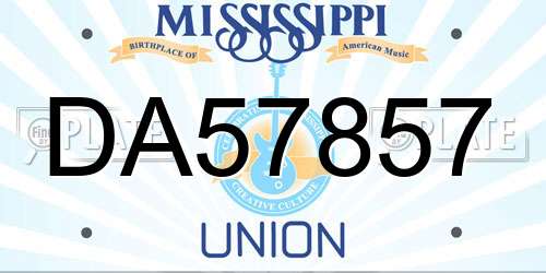 DA57857 Mississippi License Plate