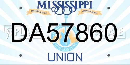 DA57860 Mississippi License Plate