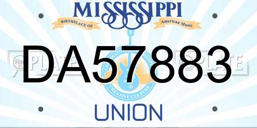 DA57883 Mississippi License Plate