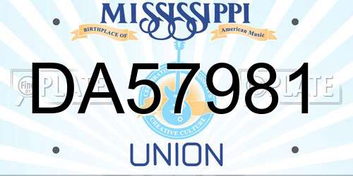 DA57981 Mississippi License Plate