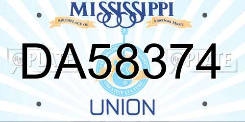 DA58374 Mississippi License Plate