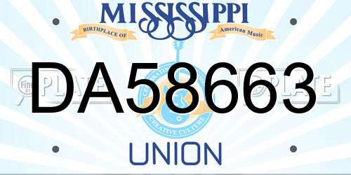 DA58663 Mississippi License Plate