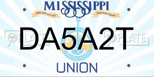 DA5A2T Mississippi License Plate