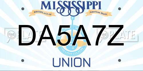 DA5A7Z Mississippi License Plate