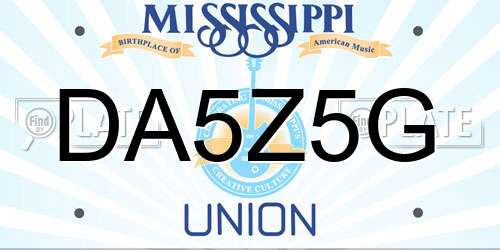 DA5Z5G Mississippi License Plate