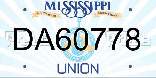 DA60778 Mississippi License Plate