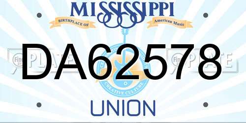 DA62578 Mississippi License Plate