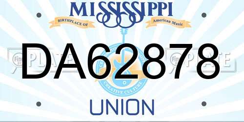 DA62878 Mississippi License Plate