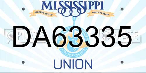 DA63335 Mississippi License Plate