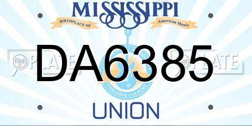 DA6385 Mississippi License Plate