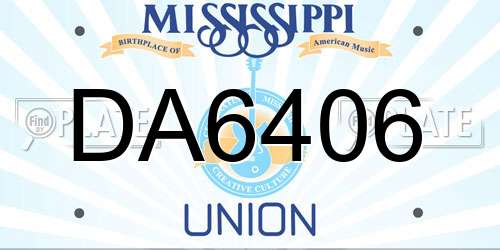 DA6406 Mississippi License Plate