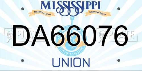 DA66076 Mississippi License Plate