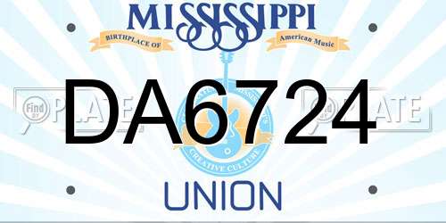 DA6724 Mississippi License Plate