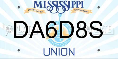 DA6D8S Mississippi License Plate