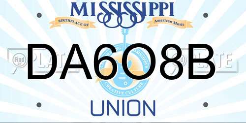 DA6O8B Mississippi License Plate