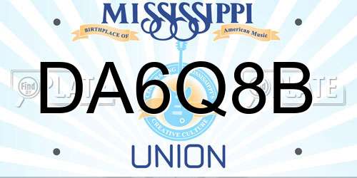 DA6Q8B Mississippi License Plate