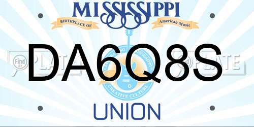 DA6Q8S Mississippi License Plate